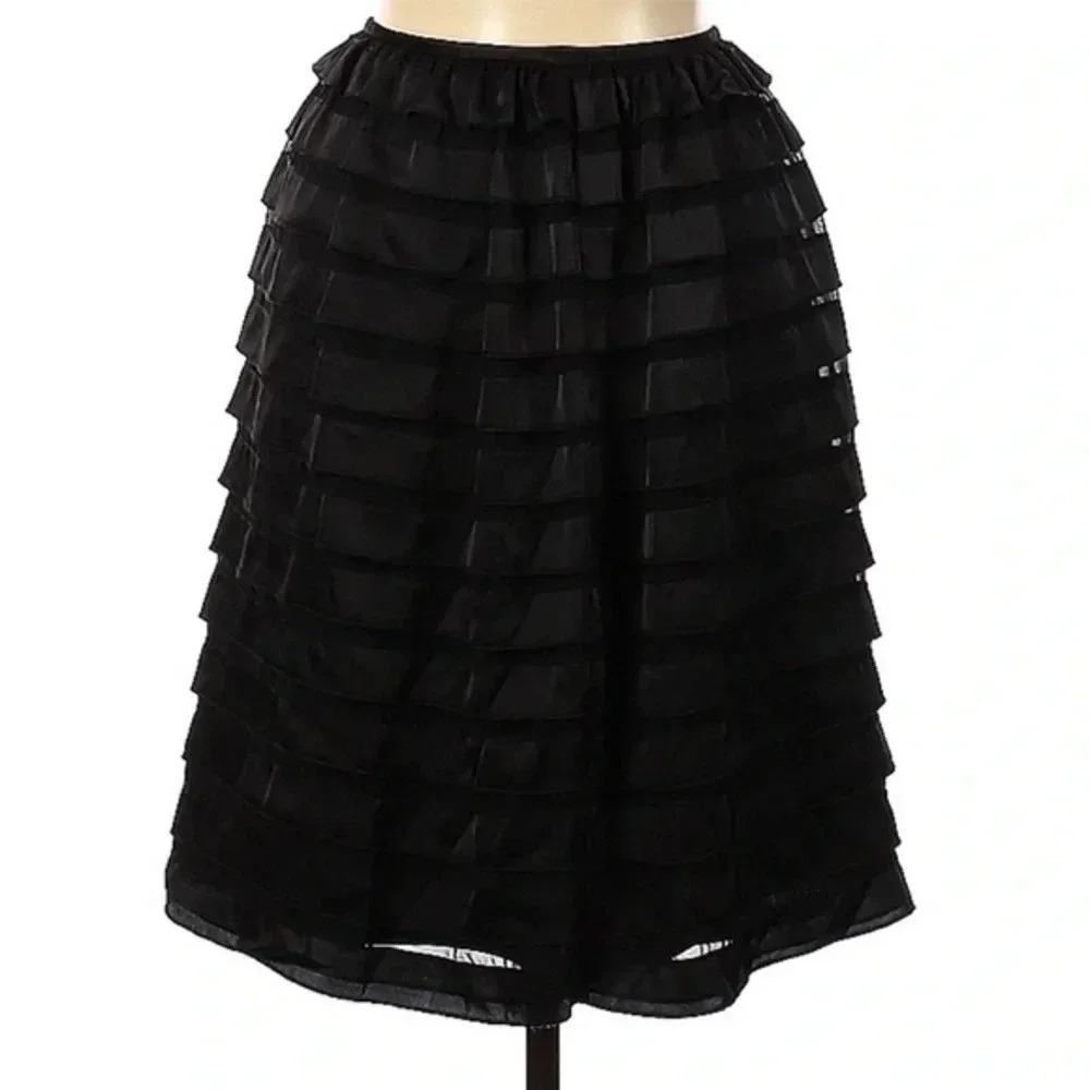 Vintage Calvin Klein Y2K Whimsigoth Classic Retro Ruffle Black Skirt Size 6